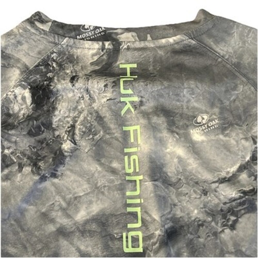 HUK Mossy Oak Hydro Fishing Shirt Men’s L Long Sleeve Silver Gray - Picture 2 of 11